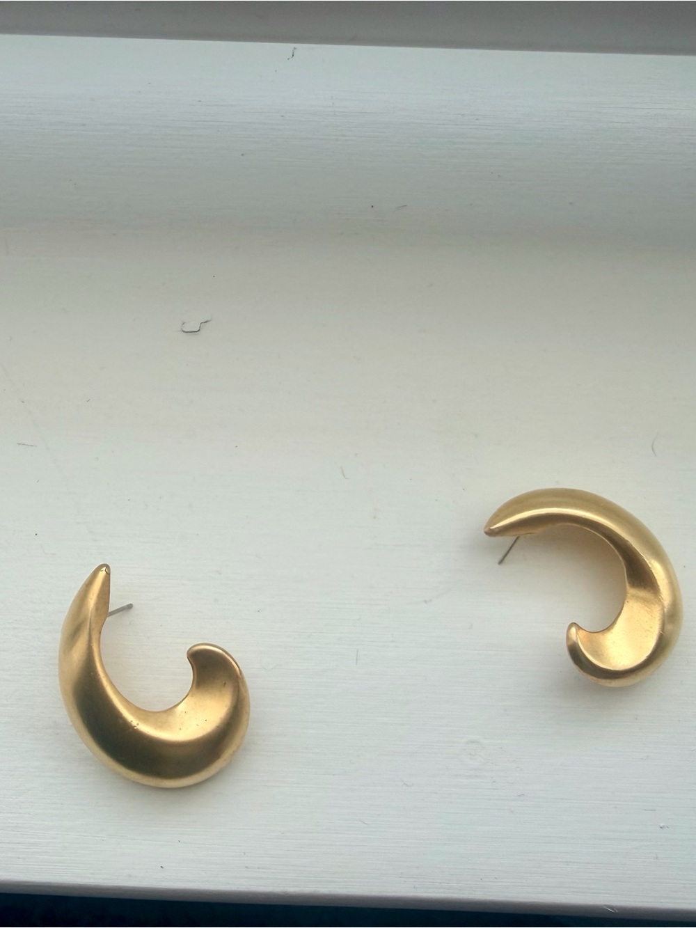 Gold Crescent Hoop Earrings - Women Jewelry